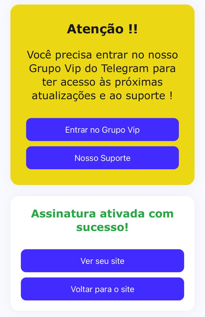 Receber acesso e grupo VIP